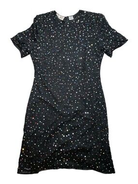 ✨ Vintage Laurence Kazar Silk Beaded and Iridescent Sequin Cocktail Dress Sz L ✨